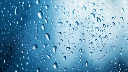 Close-up of water droplets on a glass surface, creating a textured, abstract background.