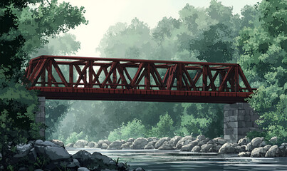 bridge river in metal