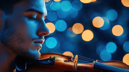 Skill Woman playing the violin with deep concentration and passion.