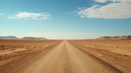 Fototapeta premium Desert Landscape Road Under Sunny Sky