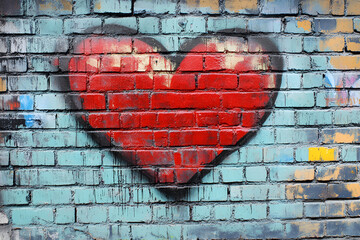 wall brick heart graffiti