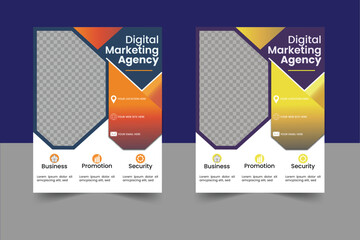 A bundle  template of different color a4 flyer template, corporate business flyer template design set, flyer in A4 with colorful business proposal, promotion, advertise.