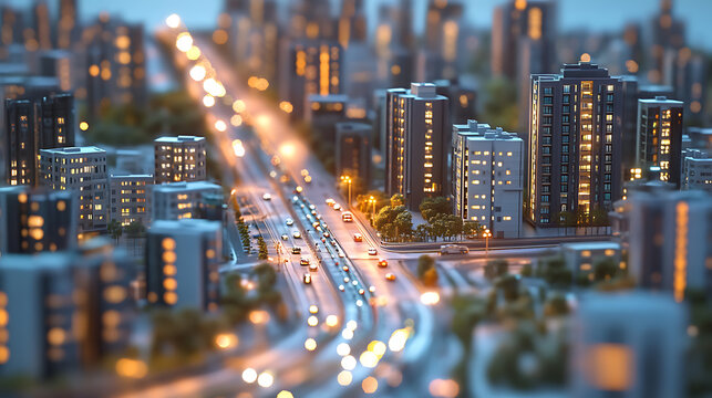 The concept of a model city with a developed infrastructure, 3d rendering