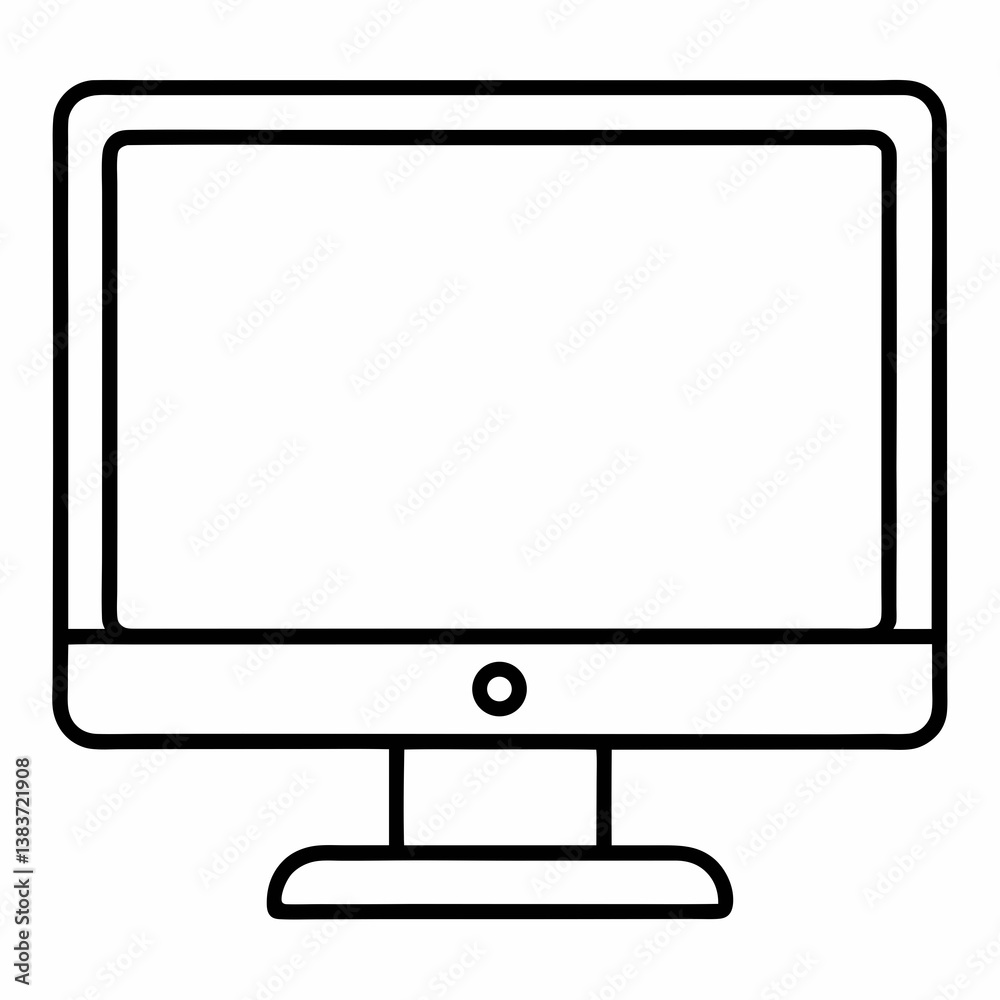 Aufkleber Monitor Outline Vector – Line Art Drawing for Coloring Book Page on White Background
