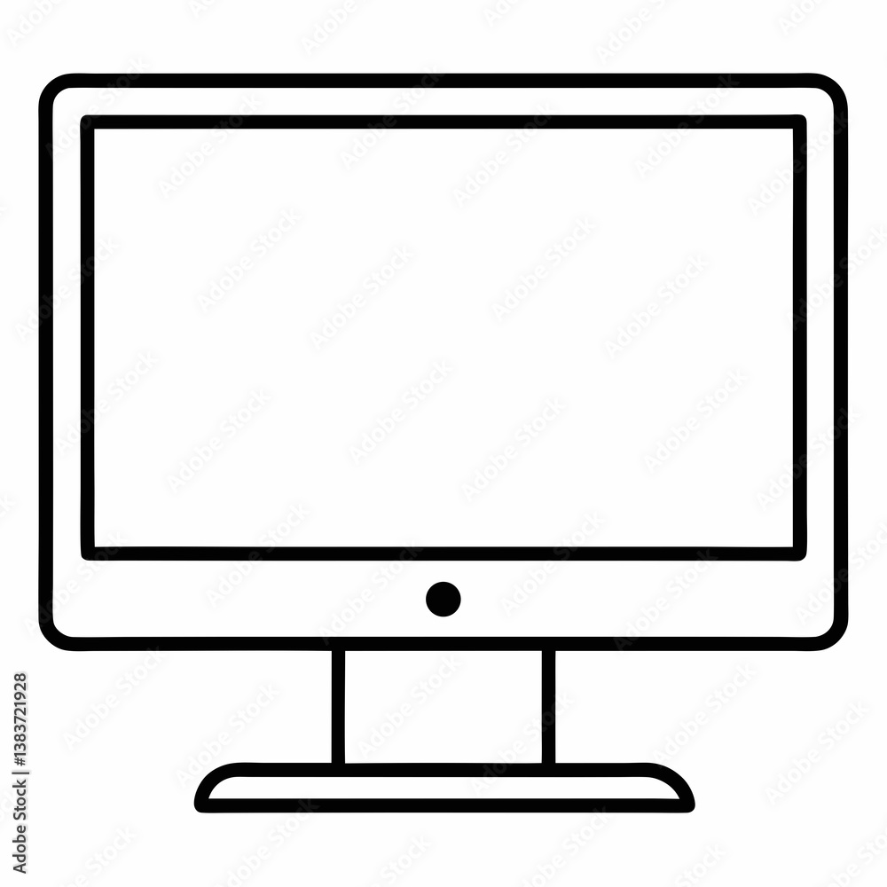 Aufkleber Monitor Outline Vector – Line Art Drawing for Coloring Book Page on White Background