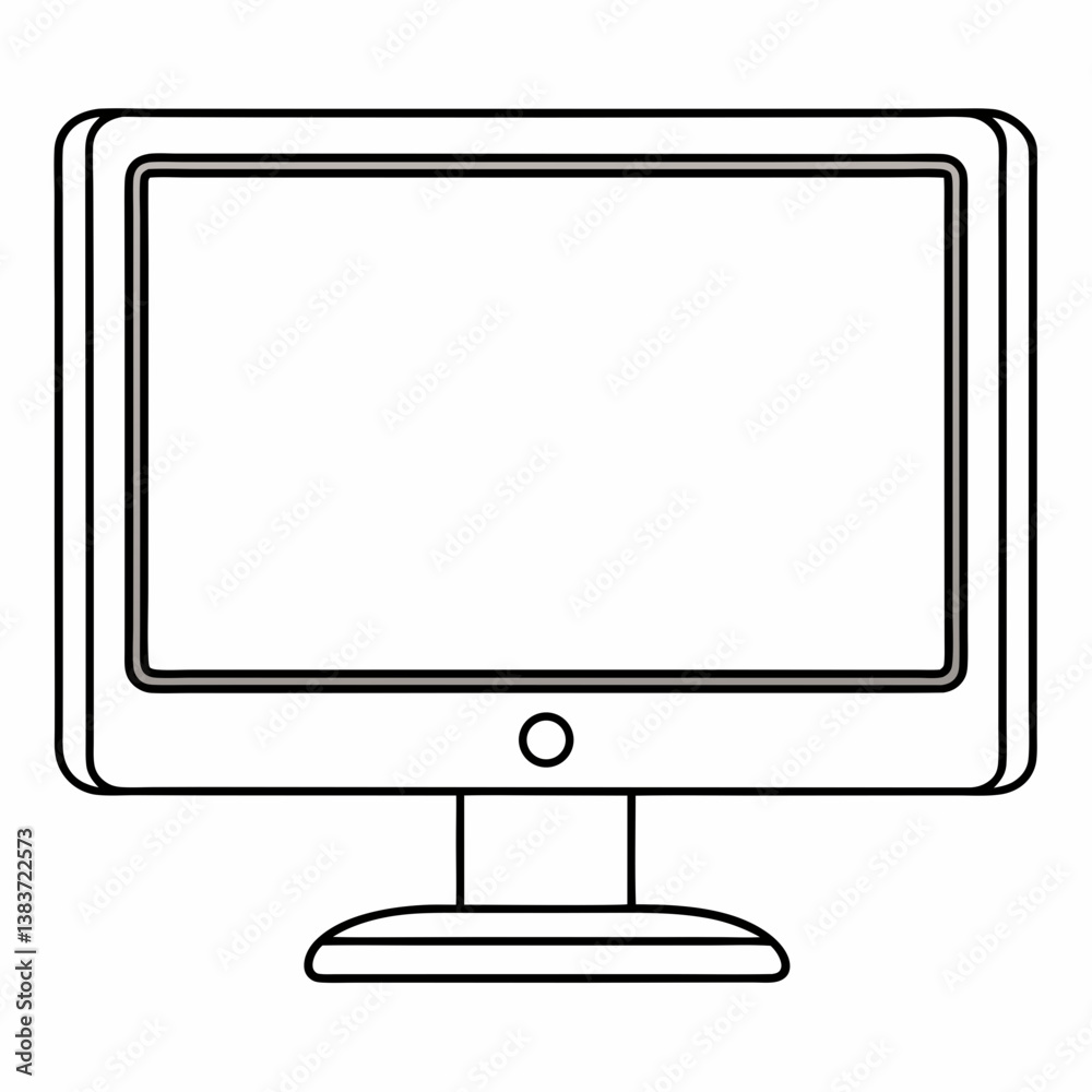 Aufkleber Monitor Outline Vector – Line Art Drawing for Coloring Book Page on White Background