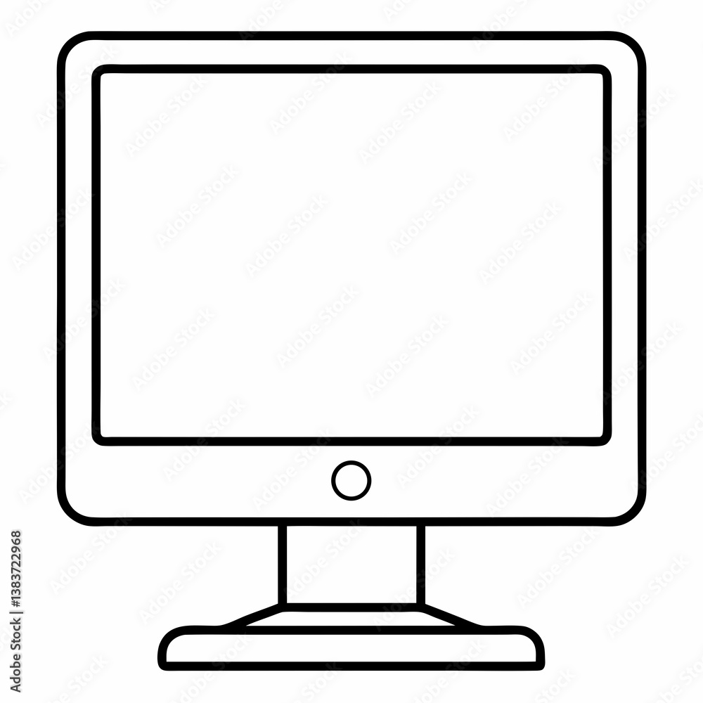 Aufkleber monitor outline vector – line art drawing for coloring book page on white background