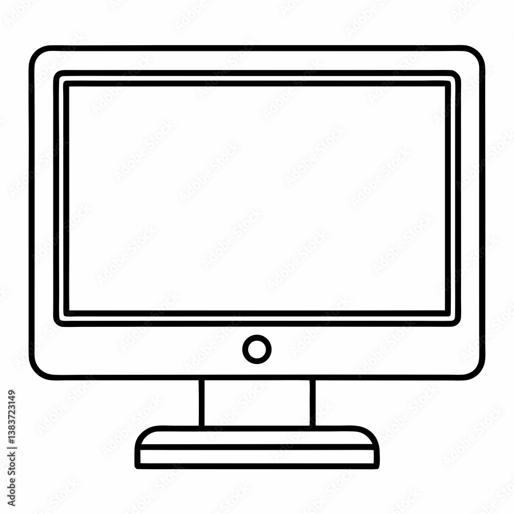 Poster monitor outline vector – line art drawing for coloring book page on white background
