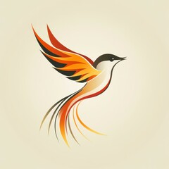 Obraz premium Colorful bird illustration with vibrant wings soaring against a light background
