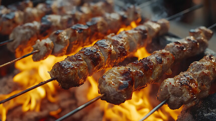 Traditional grilled souvlaki skewers