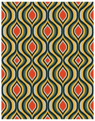 Abstract retro wave pattern with red, yellow, green, and gray colors, it could be used as a wallpaper, fabric design, pillow cover, curtains and bag

