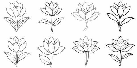 Obraz premium Pasque Outline Vector – Line Art Drawing Set for Coloring Book Page on White Background