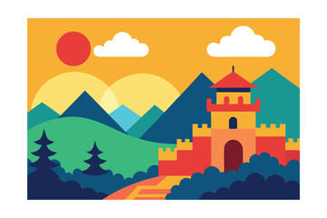 Obraz premium vector illustration of a castle
