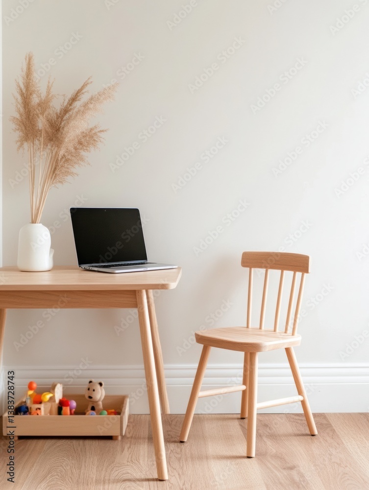 Poster minimalist home office harmony scandinavian-inspired workspace with playful parenting edge - flexibl