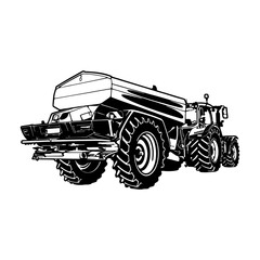 Mineral fertilizer spreader, trailed spreader - Farm Tractor, farming vehicle - farming vehicle stencil