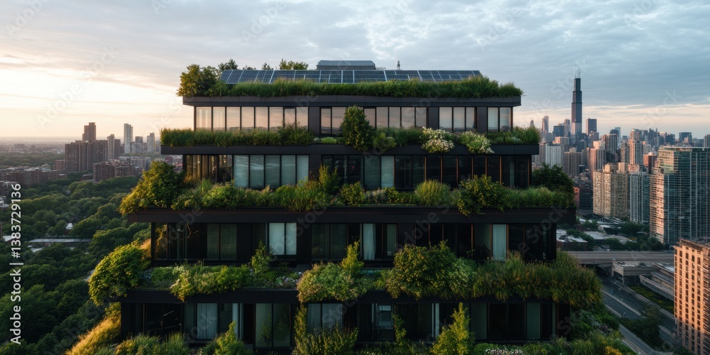 Aufkleber urban vertical ecosystem innovative green architecture transforming city skylines with sustainable d
