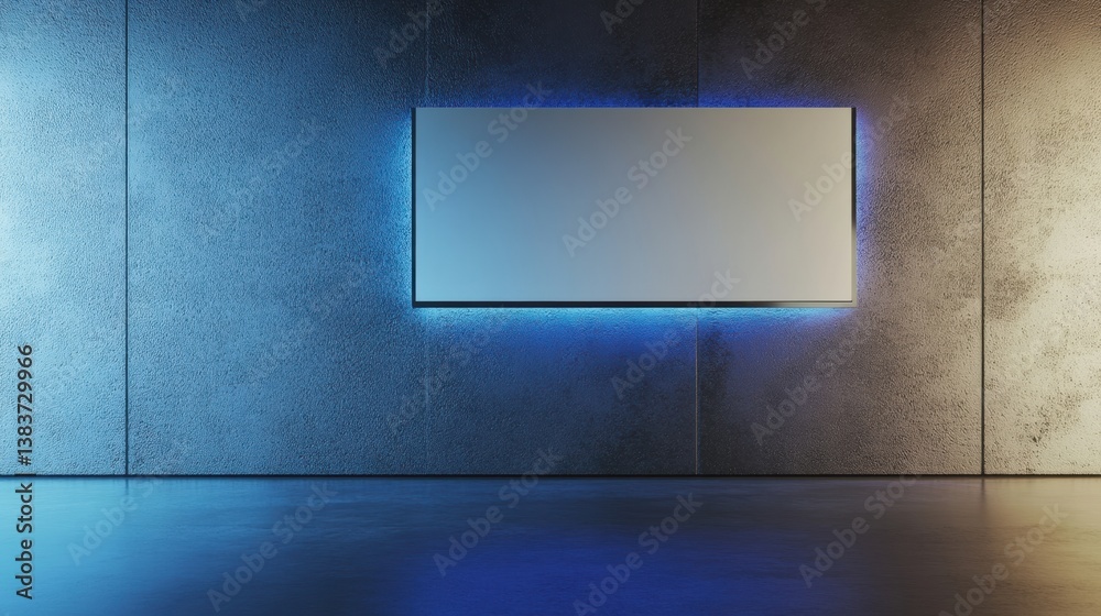 Fototapete Futuristic Digital Dashboard Mockup Minimalist Tech Interface with Blue Neon Lighting for Cutting-Edge Performance Analytics and Brand Innovation