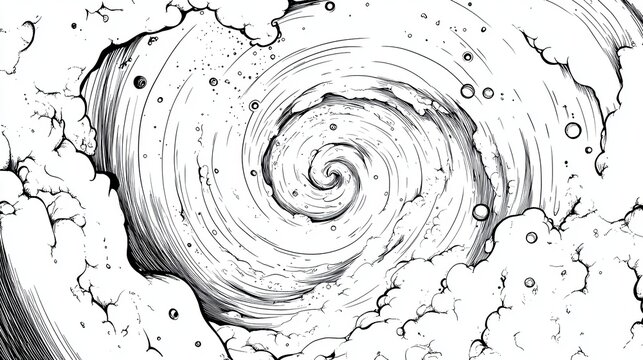Simple Coloring Book Page Featuring Intricate Nebulae and Swirling Patterns