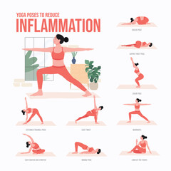 yoga poses for reduce inflammation. Young woman practicing Yoga pose. Woman workout fitness, aerobic and exercises.
