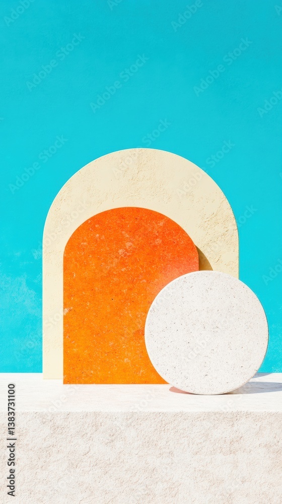 Leinwandbilder minimalist geometric harmony abstract retro-futurist design exploring spatial dimensionality and col