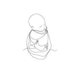 Newborn Baby Continuous Line Art Drawing. Little Baby Sleeping Abstract Line Drawing Minimalist Illustration. Vector illustration.	