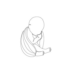 Newborn Baby Continuous Line Art Drawing. Little Baby Sleeping Abstract Line Drawing Minimalist Illustration. Vector illustration.	