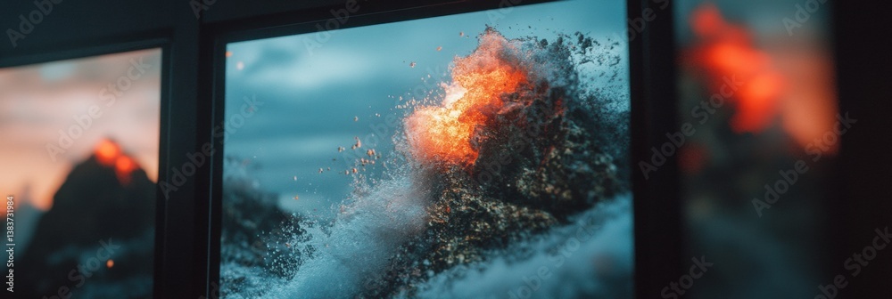 Aufkleber AI-Powered Climate Crisis Visualization Immersive Disaster Mapping Technology Transforming Emergency Response with High-Definition Real-Time Environmental Analytics