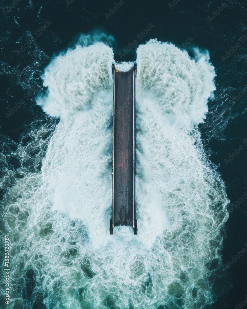Aufkleber climate crisis visualization aerial drone capture of extreme weather infrastructure collapse - resil