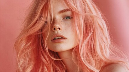 Naklejka premium Portrait of a model with pink hair