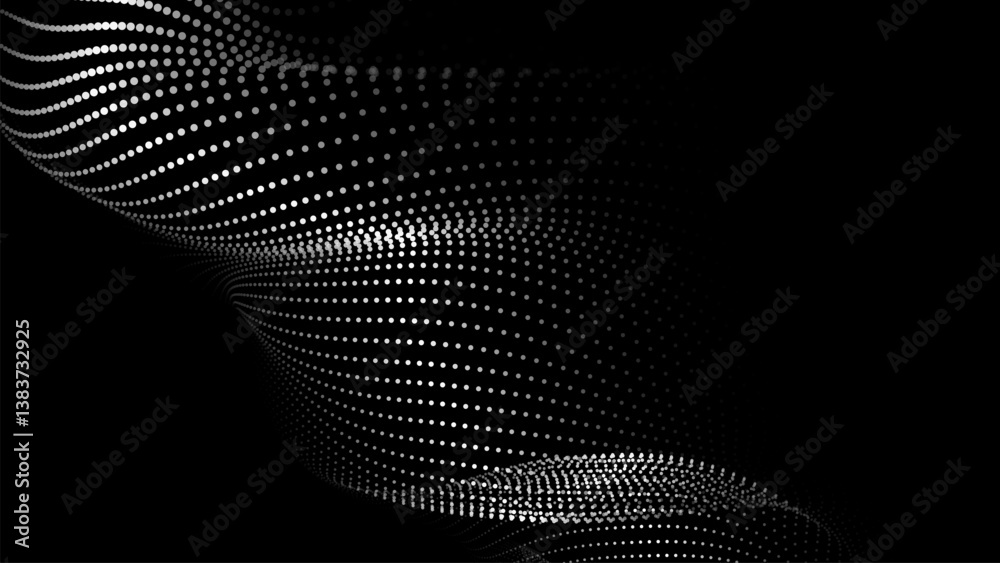 Poster vector futuristic wave on a blue background. digital technologies. big data.