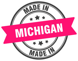 Fototapeta premium Made in Michigan round sign. Made in Michigan stamp.