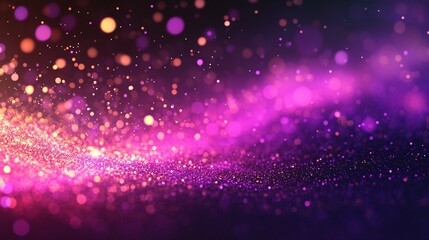 Abstract image displaying purple and pink shimmering particles and bokeh