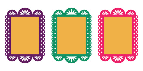 Collection of Mexican invitation templates. Wedding, Cinco de Mayo, Fiesta, party, birthday. Mexican festival. Set of vector vertical banners with space for text.