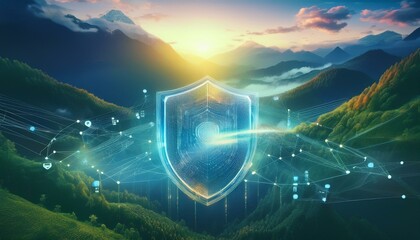 optics background with security shield technology