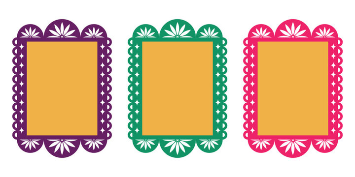 Collection of Mexican invitation templates. Wedding, Cinco de Mayo, Fiesta, party, birthday. Mexican festival. Set of vector vertical banners with space for text.