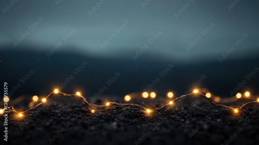 Poster atmospheric urban tech visualization luminous network nodes illuminating dark terrain - innovative d