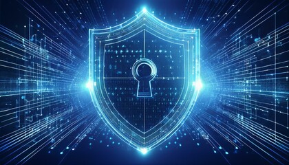 fiber optics background with security shield technology