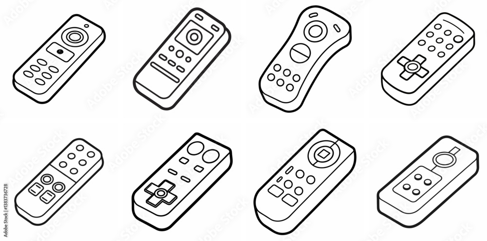 Poster remote outline vector – line art drawing for coloring book page on white background