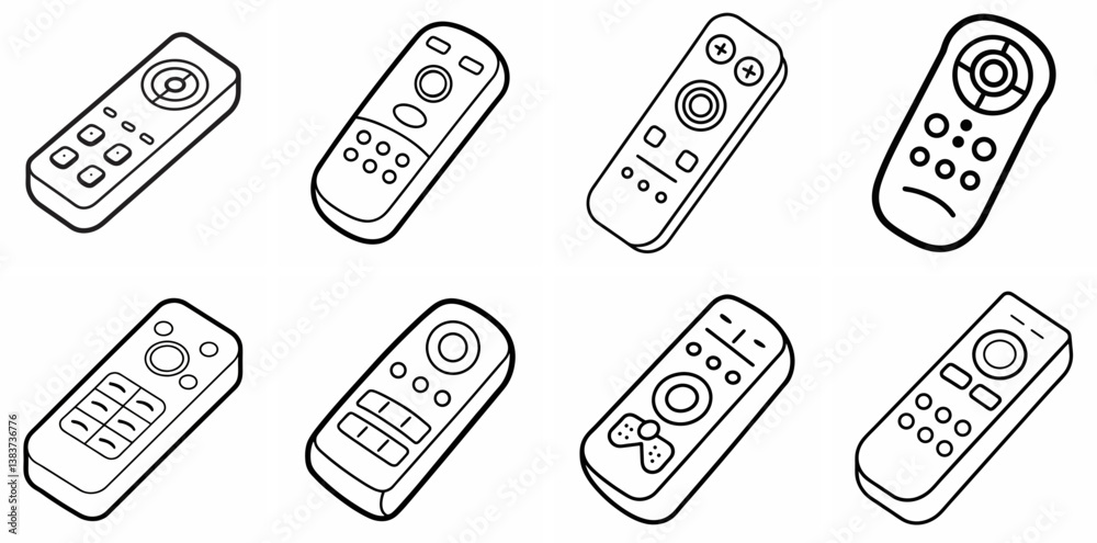 Poster remote outline vector – line art drawing for coloring book page on white background