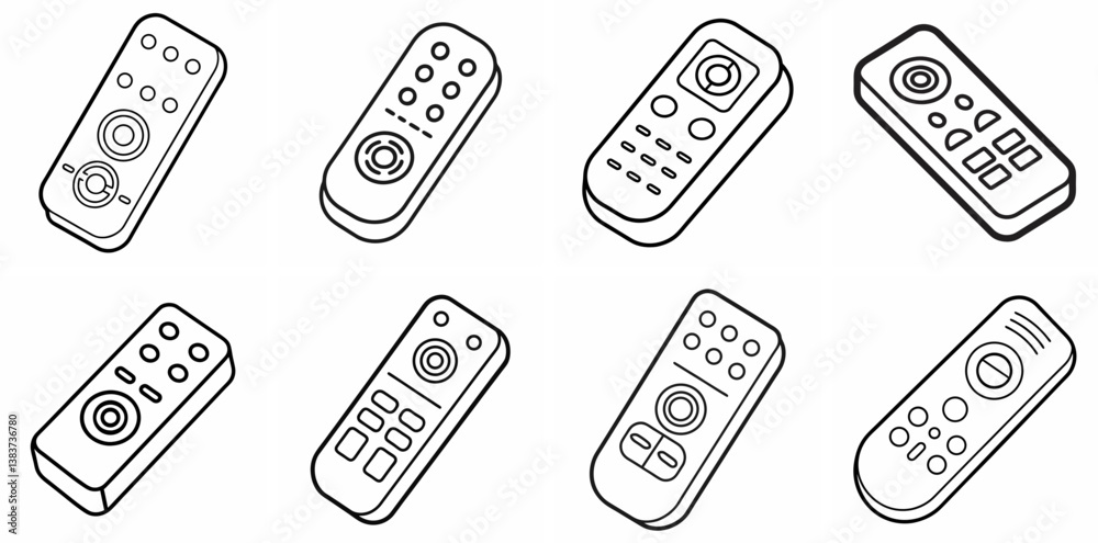 Poster remote outline vector – line art drawing for coloring book page on white background