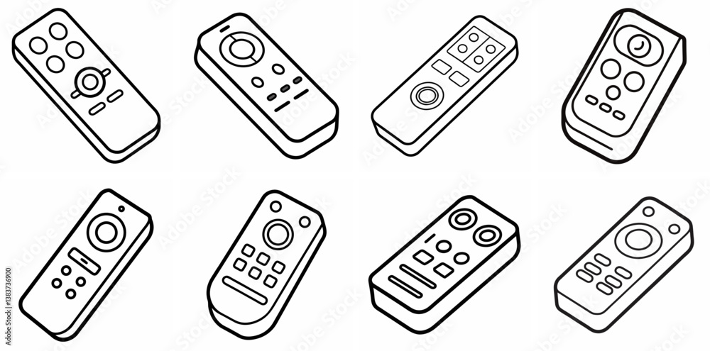 Poster remote outline vector – line art drawing for coloring book page on white background