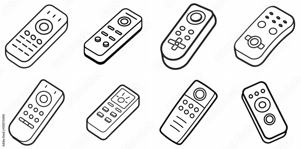 Poster remote outline vector – line art drawing for coloring book page on white background