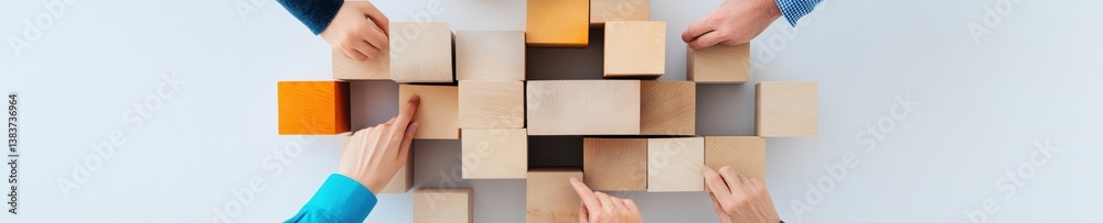 Poster Collaborative Strategic Asset Management Minimalist Geometric Block Visualization for Innovative Business Growth, Digital Transformation and Adaptive Organizational Design