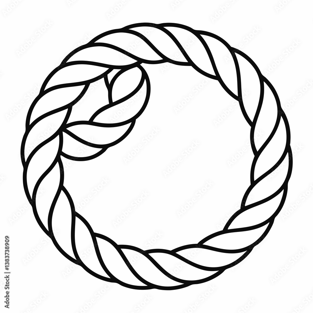 Aufkleber rope outline vector – line art drawing for coloring book page on white background