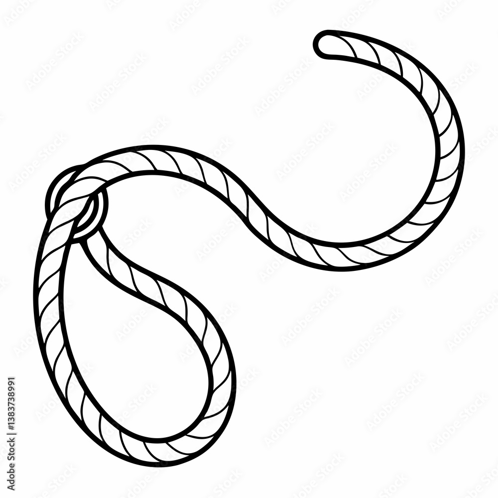 Aufkleber rope outline vector – line art drawing for coloring book page on white background