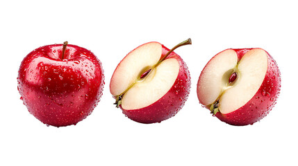 Pack of Juicy Red Apple Slices set Against Transparent Background for Healthy Food Branding, Organic Product Promotion, or Fresh Produce Design