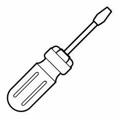 Fototapeta premium Screwdriver Outline Vector – Line Art Drawing for Coloring Book Page on White Background