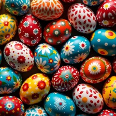 Obraz premium Colorful Easter Eggs with Floral Patterns