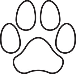 Dog footprint vector icon trendy line style. Modern paw print symbol for animal zoo, vet logo element apps and websites isolated on transparent background. Representing pet and animals illustration.