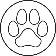 Dog footprint vector icon trendy line style. Modern paw print symbol for animal zoo, vet logo element apps and websites isolated on transparent background. Representing pet and animals illustration.